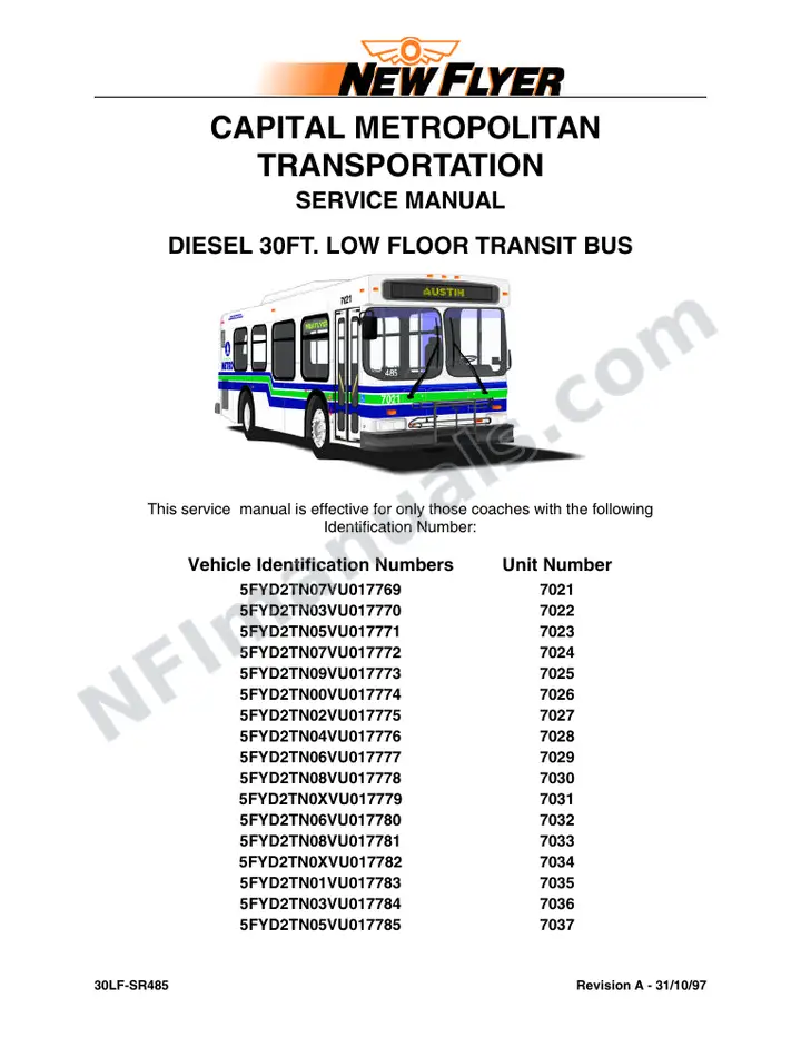 SR485 Service Manual, Capital Metropolitan Transportation Authority first-page preview