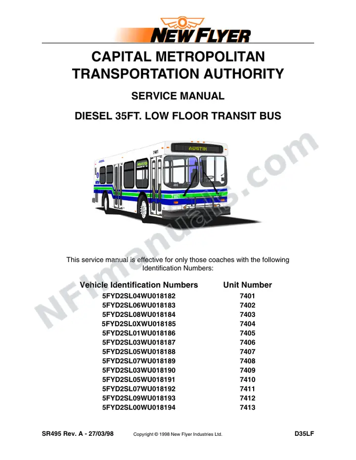 SR495 Service Manual, Capital Metropolitan Transportation Authority first-page preview