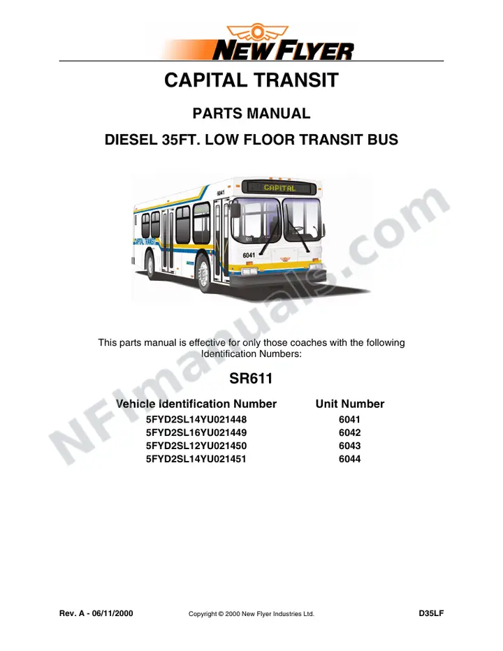 SR611 Parts Manual, Capital Transit first-page preview