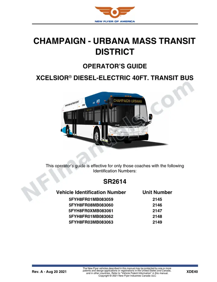 SR2614 Operator's Guide, Champaign-Urbana Mass Transit District first-page preview