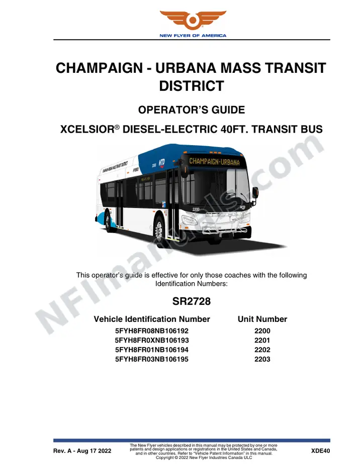 SR2728 Operator's Guide, Champaign - Urbana Mass Transit District first-page preview