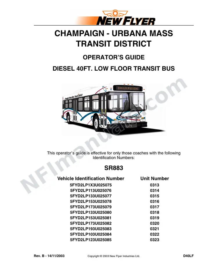 SR883 Operator's Guide, Champaign - Urbana Mass Transit District first-page preview