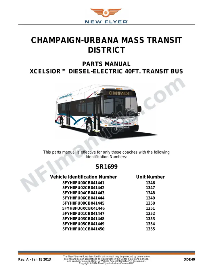 SR1699 Parts Manual, Champaign-Urbana Mass Transit District first-page preview