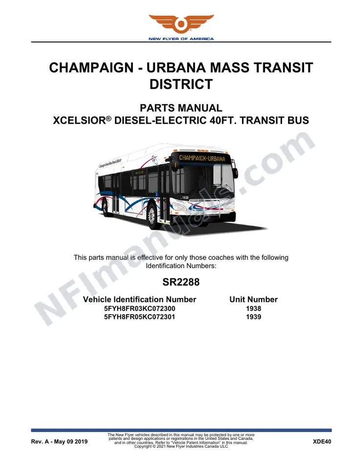 SR2288 Parts Manual, Champaign - Urbana Mass Transit District first-page preview