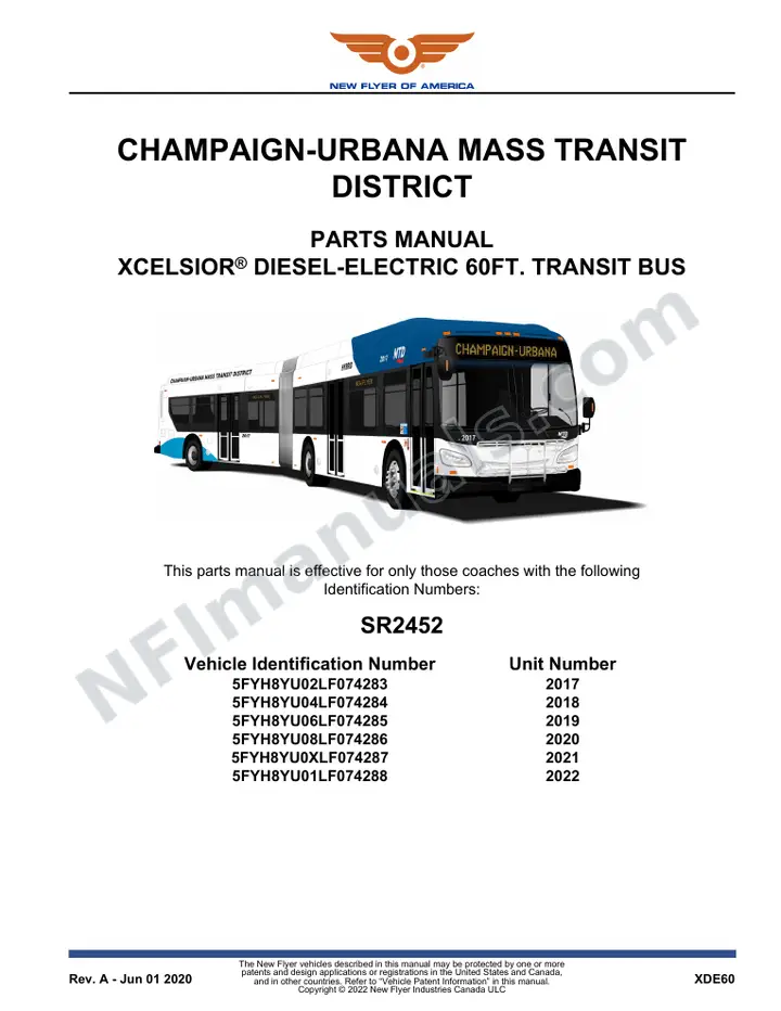 SR2452 Parts Manual, Champaign-Urbana Mass Transit District first-page preview