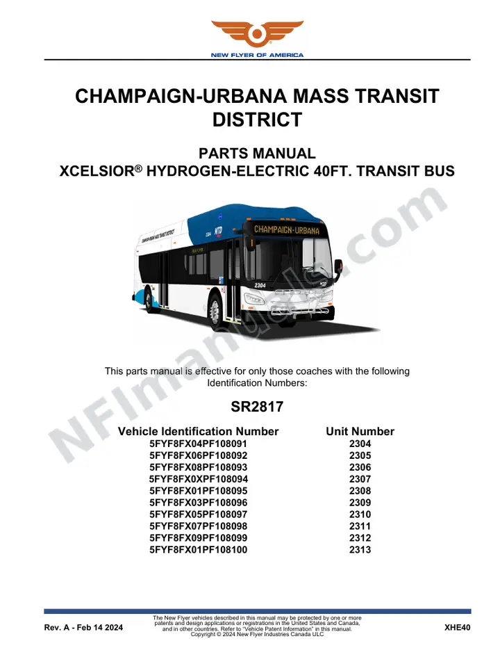 SR2817 Parts Manual, Champaign-Urbana Mass Transit District first-page preview