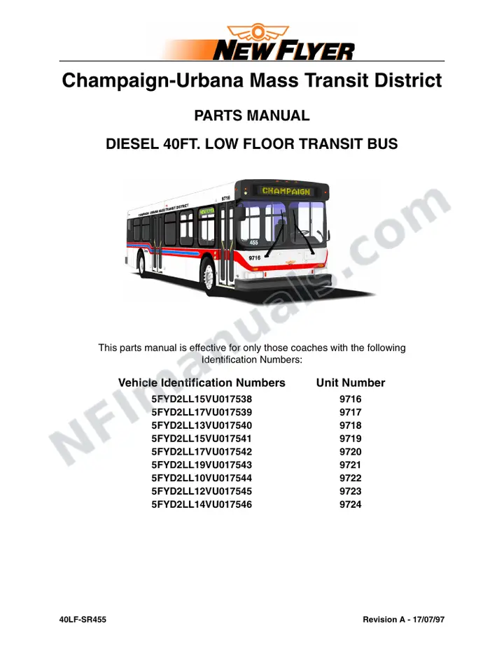 SR455 Parts Manual, Champaign-Urbana Mass Transit District first-page preview