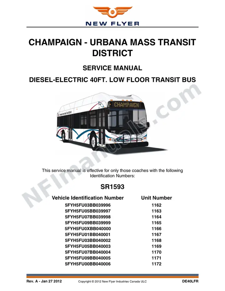 SR1593 Service Manual, Champaign - Urbana Mass Transit District first-page preview