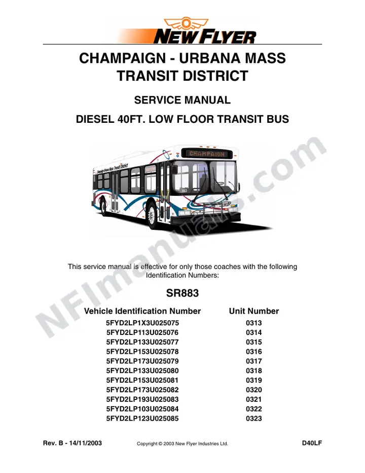 SR883 Service Manual, Champaign - Urbana Mass Transit District first-page preview