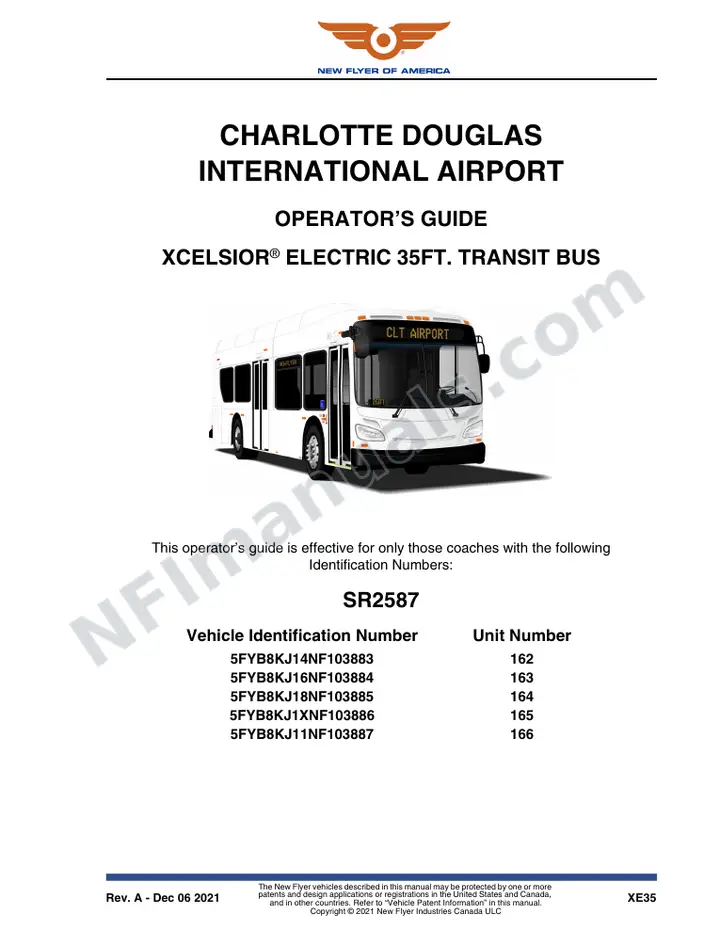 New Flyer XE35 Manual Package - Charlotte Douglas International Airport included manual preview