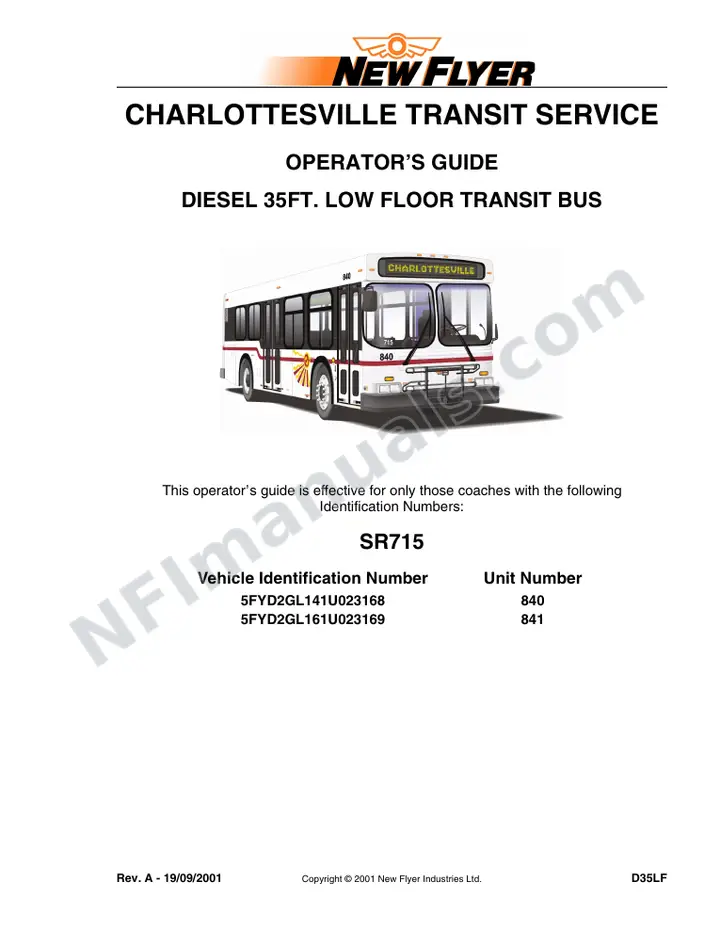 SR715 Operator's Guide, Charlottesville Transit Service first-page preview