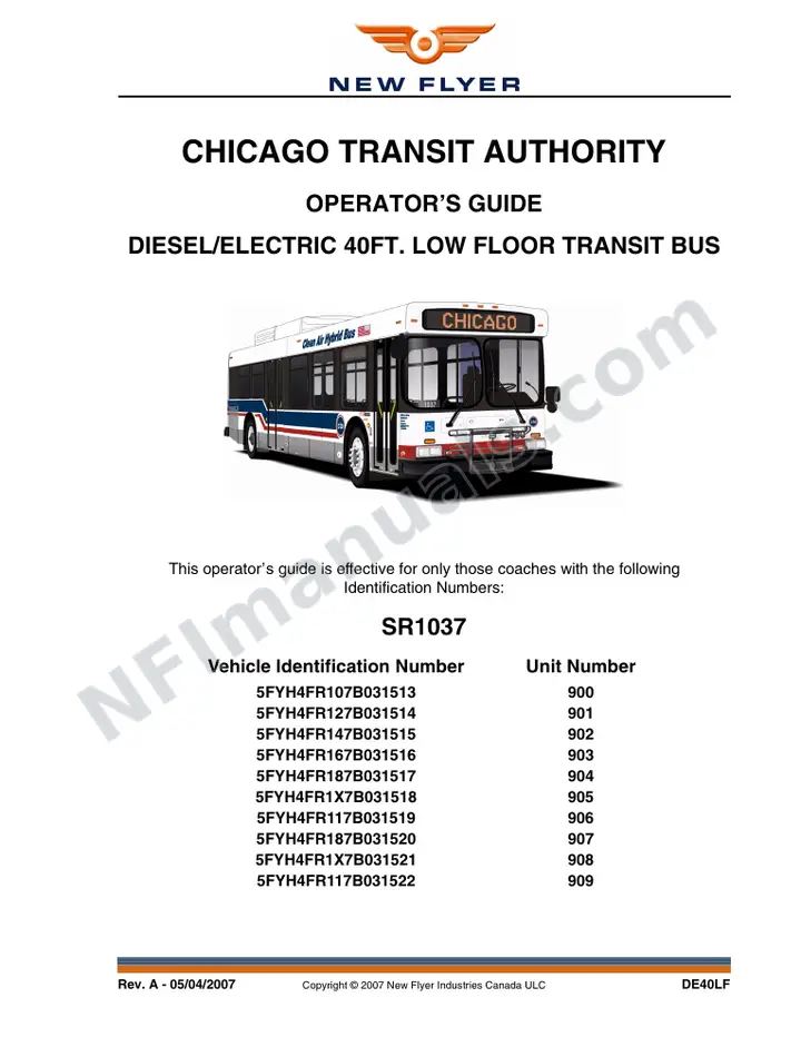 SR1037 Operator's Guide, Chicago Transit Authority first-page preview