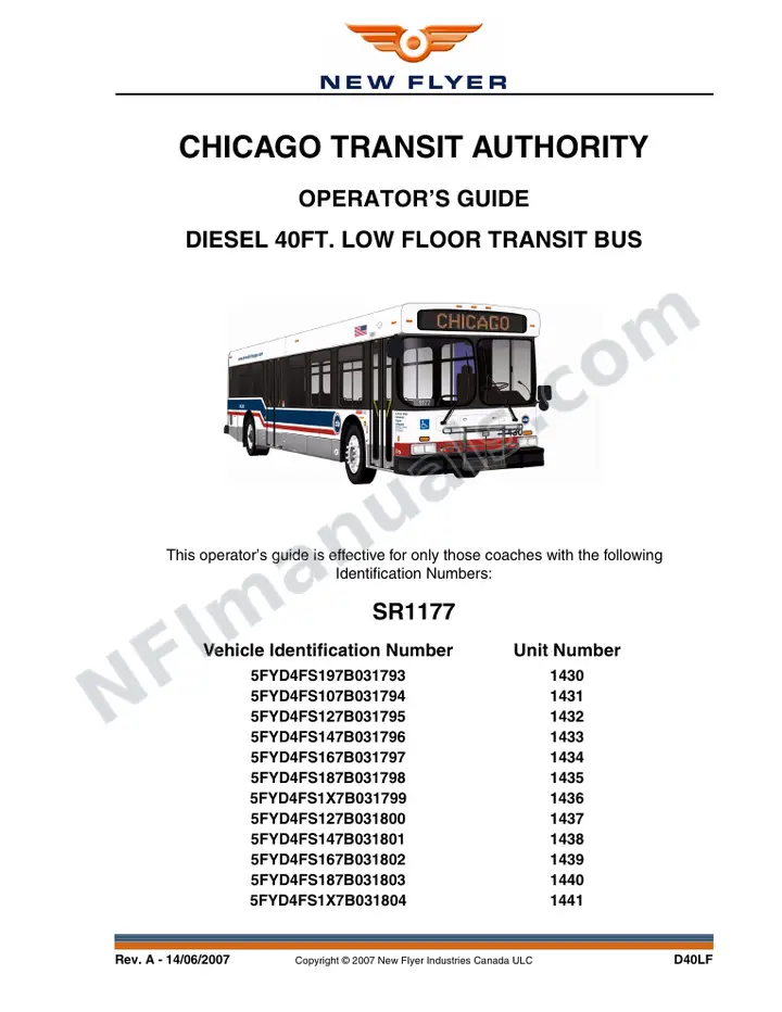 SR1177 Operator's Guide, Chicago Transit Authority first-page preview