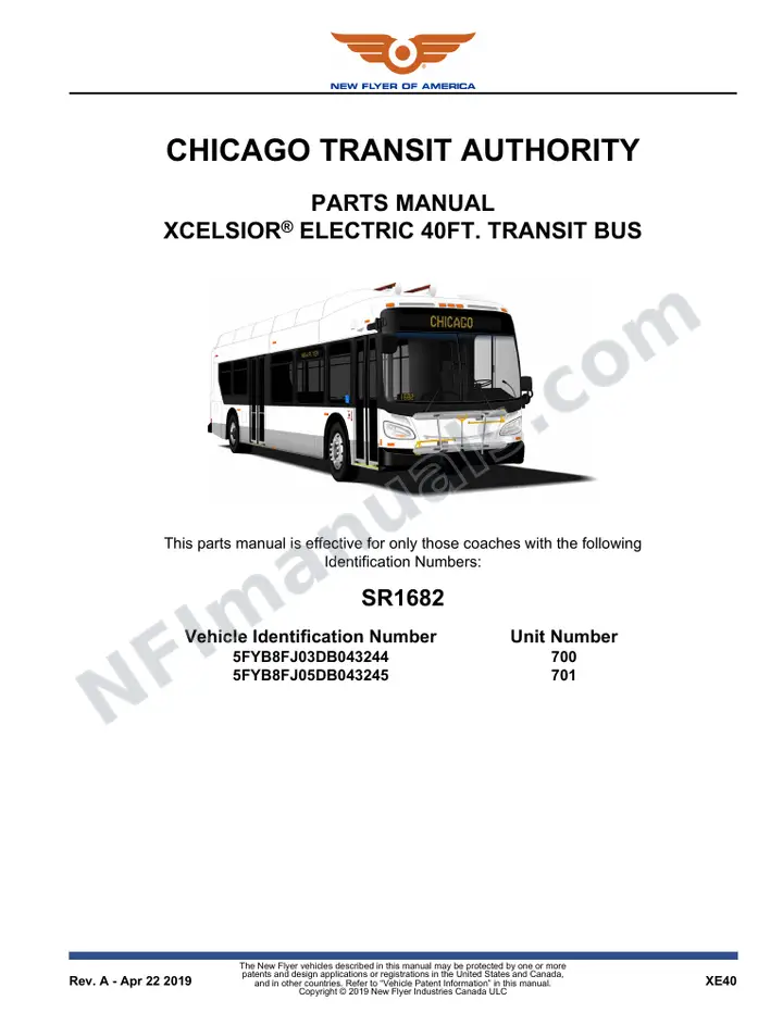 SR1682 Parts Manual, Chicago Transit Authority first-page preview