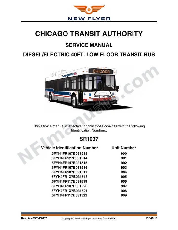 SR1037 Service Manual, Chicago Transit Authority first-page preview