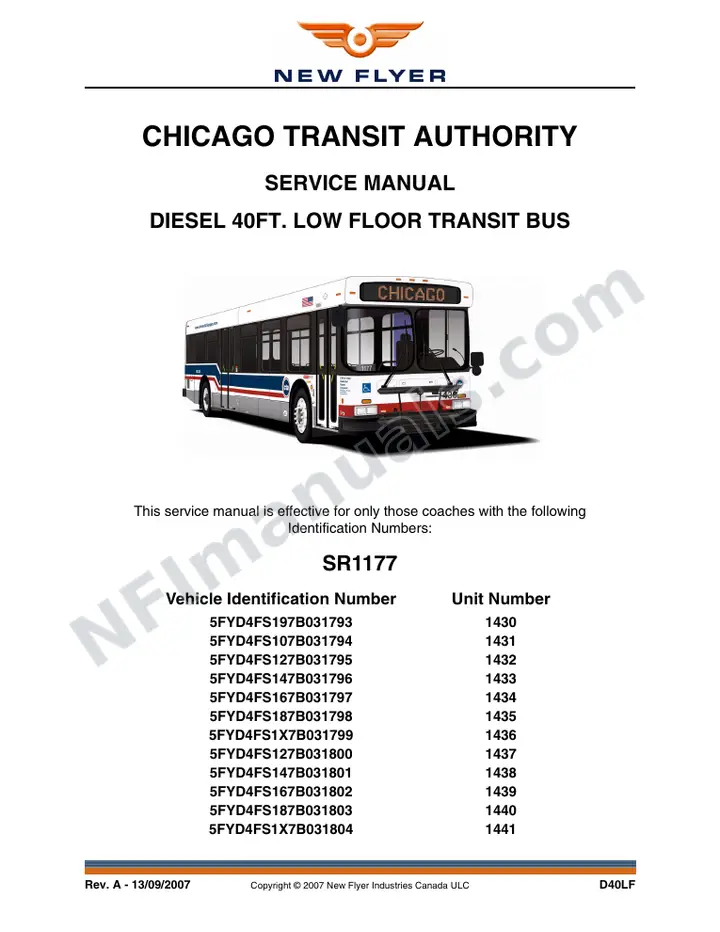 SR1177 Service Manual, Chicago Transit Authority first-page preview