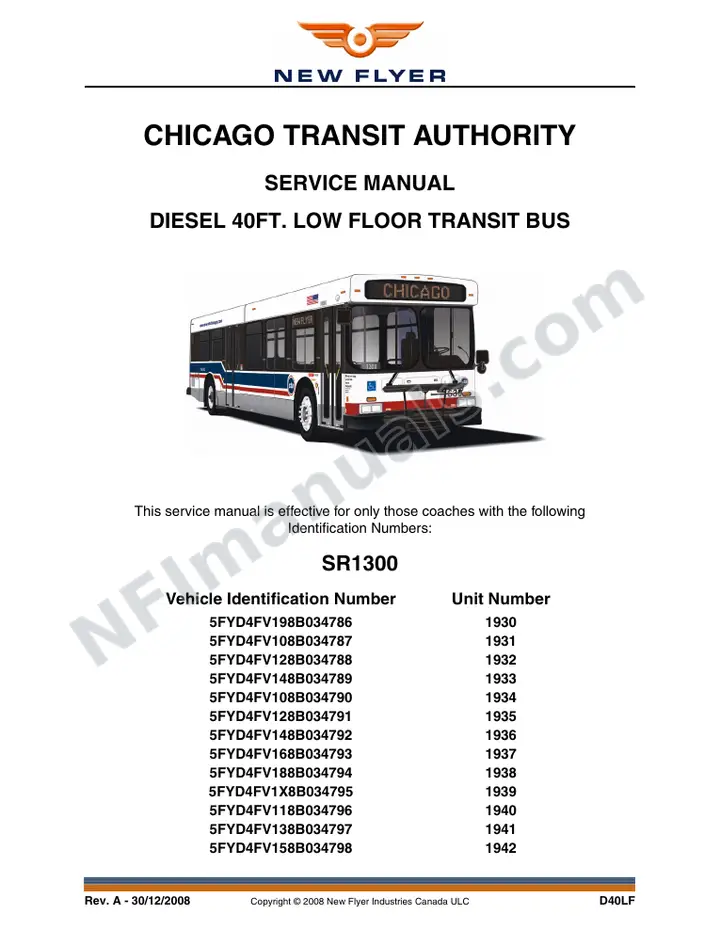 SR1300 Service Manual, Chicago Transit Authority first-page preview
