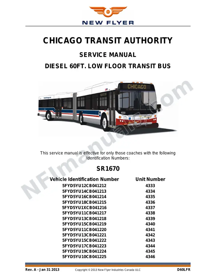 SR1670 Service Manual, Chicago Transit Authority first-page preview