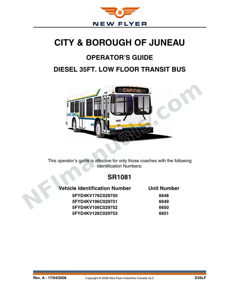 New Flyer D35LF Manual Package - City & Borough of Juneau included manual preview