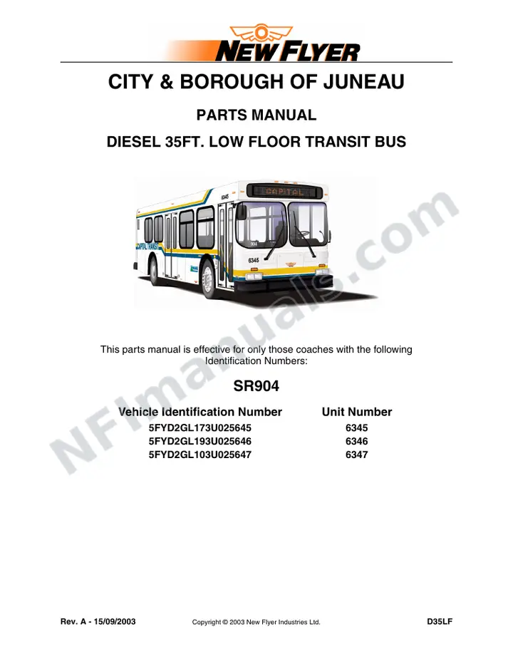 SR904 Parts Manual, City & Borough of Juneau first-page preview
