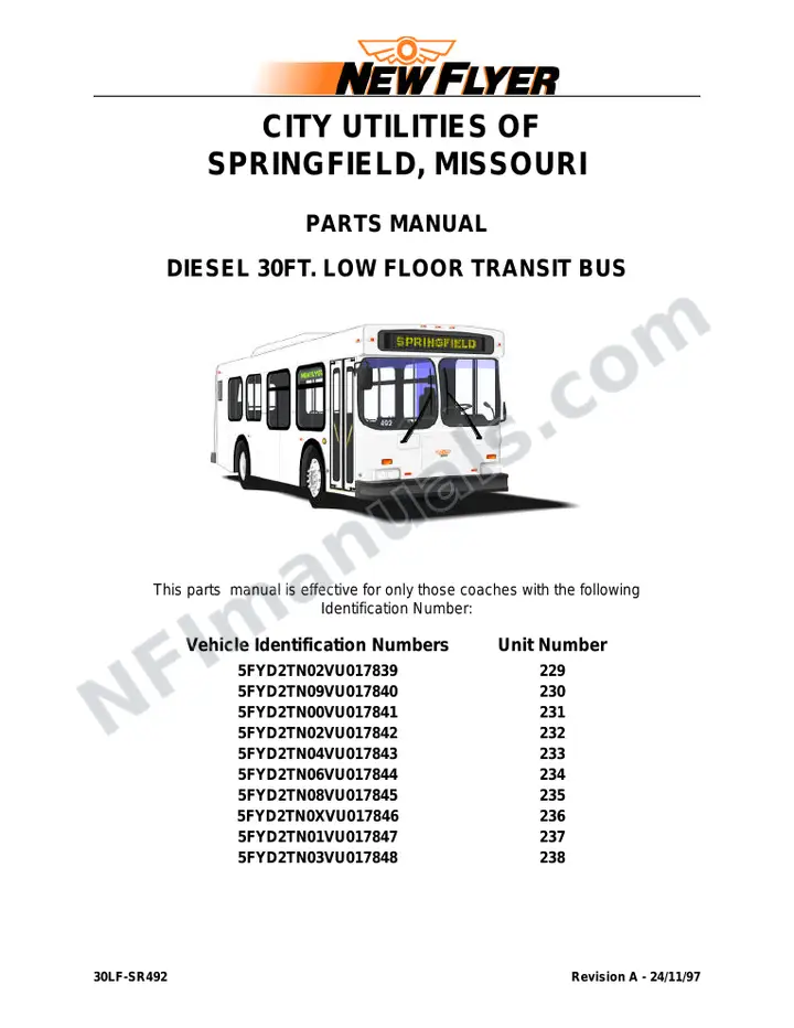 SR492, Parts Manual, City Utilities of Springfield, Missouri first-page preview