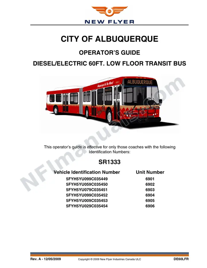 New Flyer DE60LFR Manual Package - City of Albuquerque included manual preview