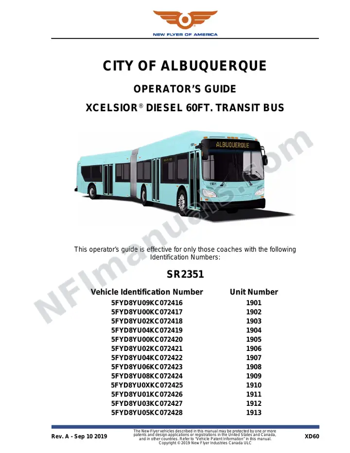 New Flyer XD60 Manual Package - City of Albuquerque included manual preview