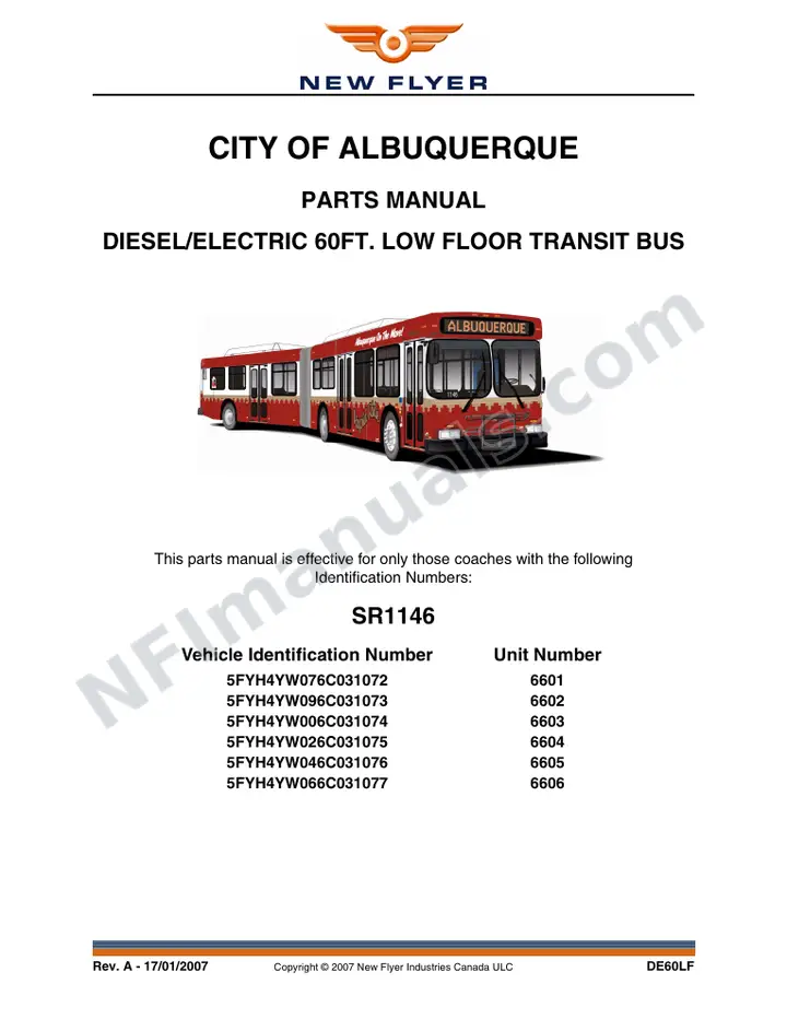 SR1146 Parts Manual, City of Albuquerque first-page preview