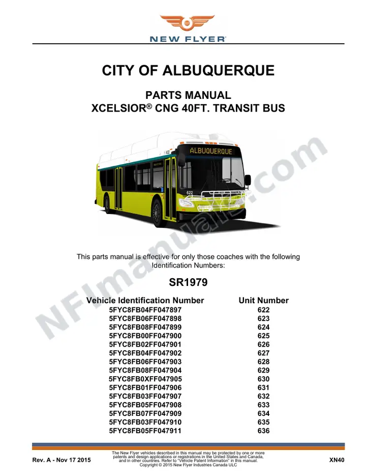 SR1979 Parts Manual, City of Albuquerque first-page preview