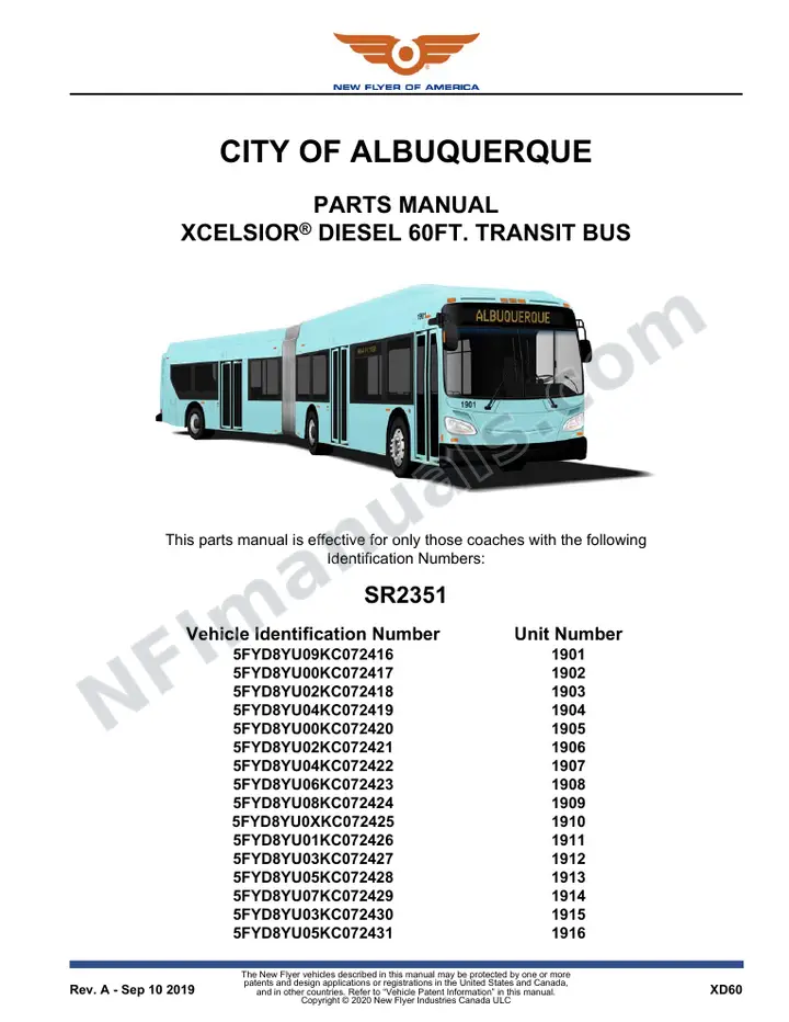 SR2351 Parts Manual, City of Albuquerque first-page preview