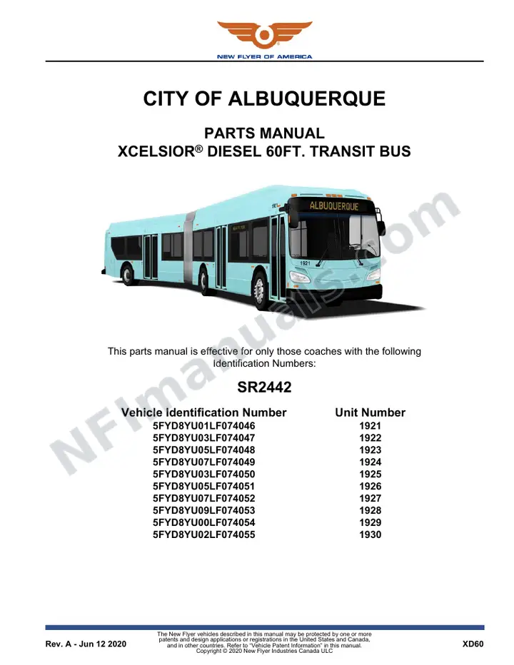 SR2442 Parts Manual, City of Albuquerque first-page preview