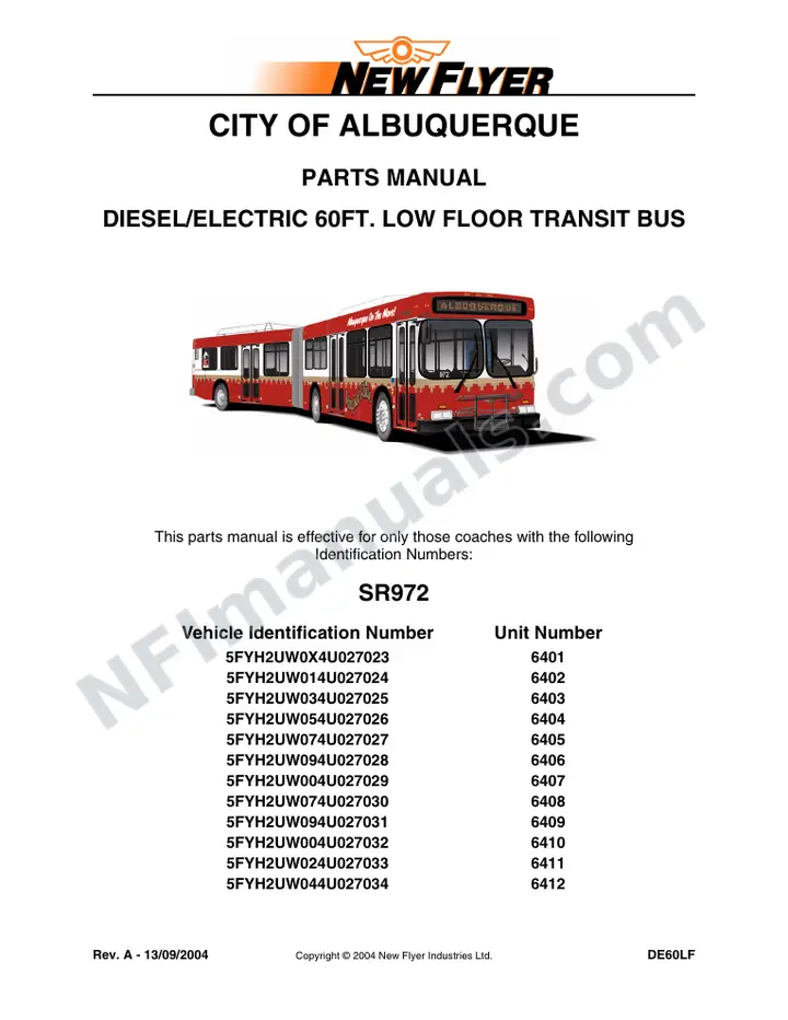 SR972 Parts Manual, City of Albuquerque first-page preview