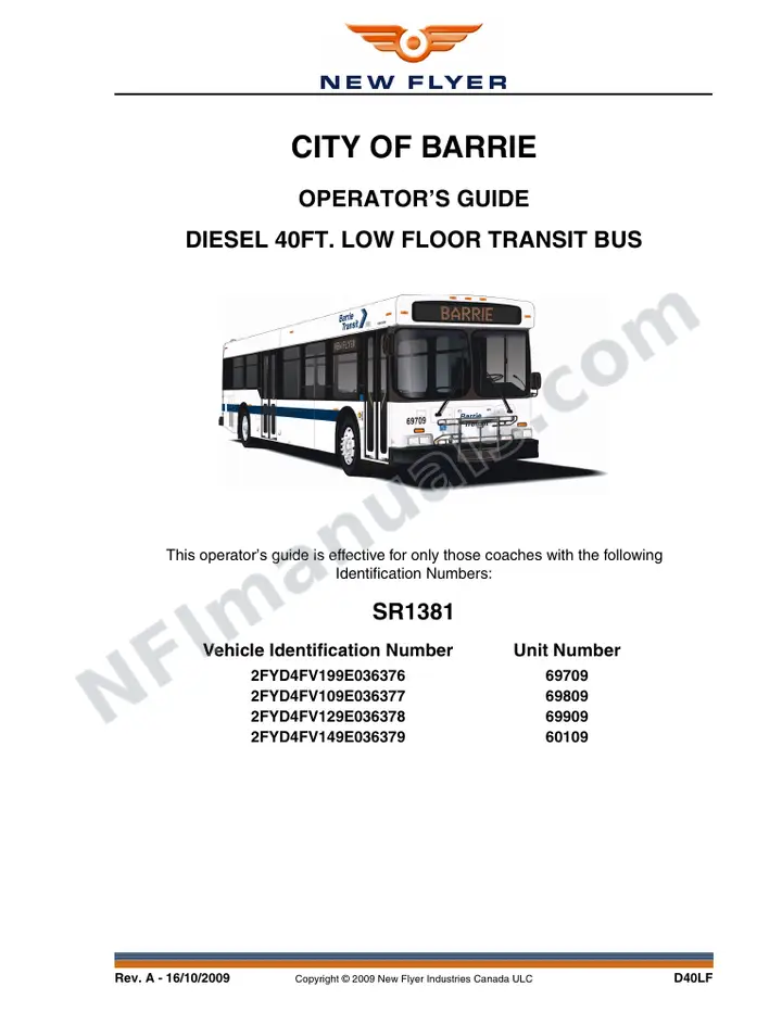 SR1381 Operator's Guide, City of Barrie first-page preview