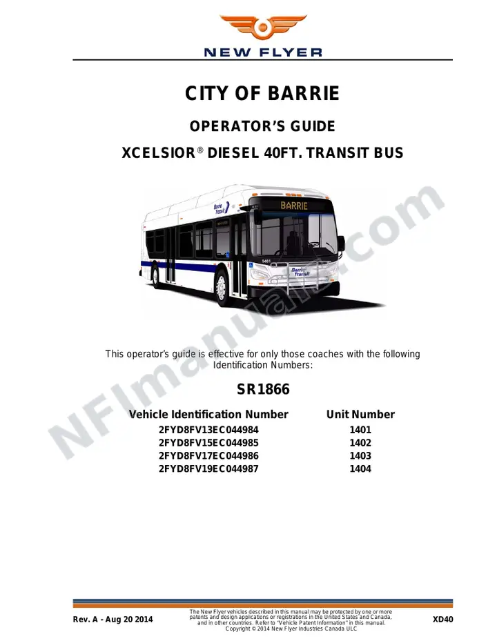 SR1866 Operator's Guide, City of Barrie first-page preview
