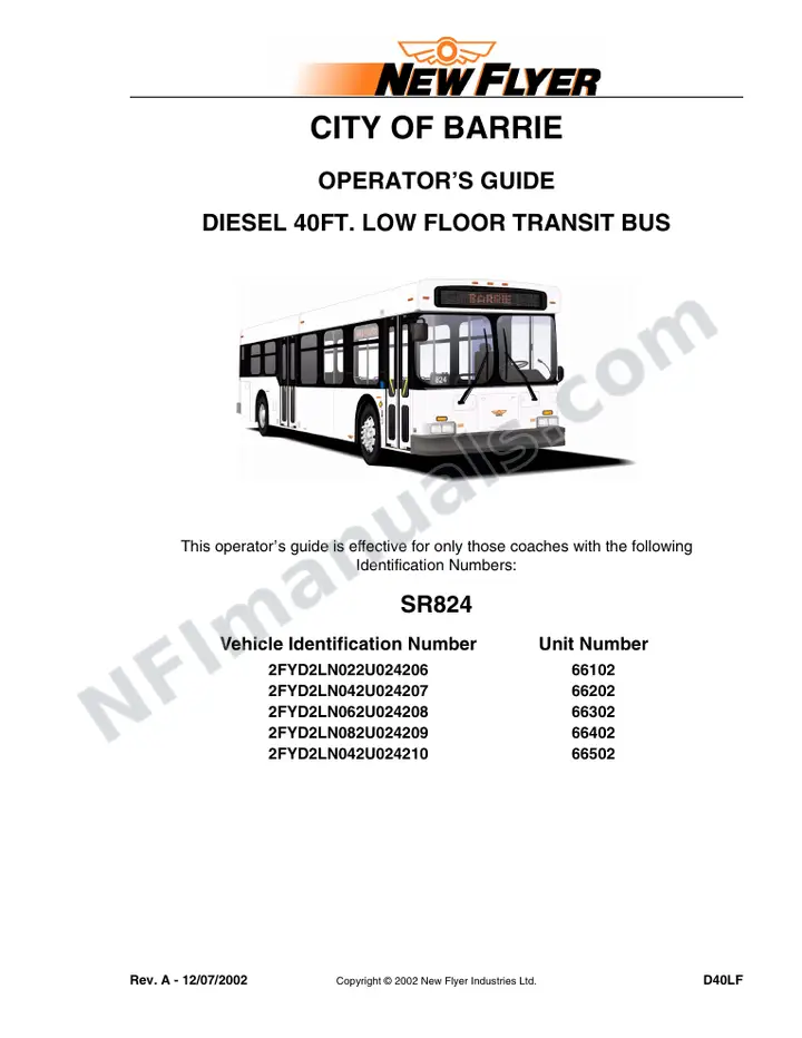 SR824 Operator's Guide, City of Barrie first-page preview