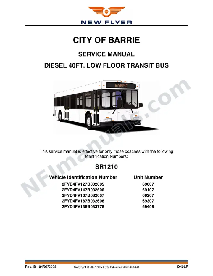 SR1210 Service Manual, City of Barrie first-page preview
