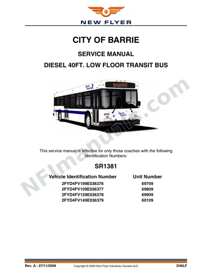 SR1381 Service Manual, City of Barrie first-page preview