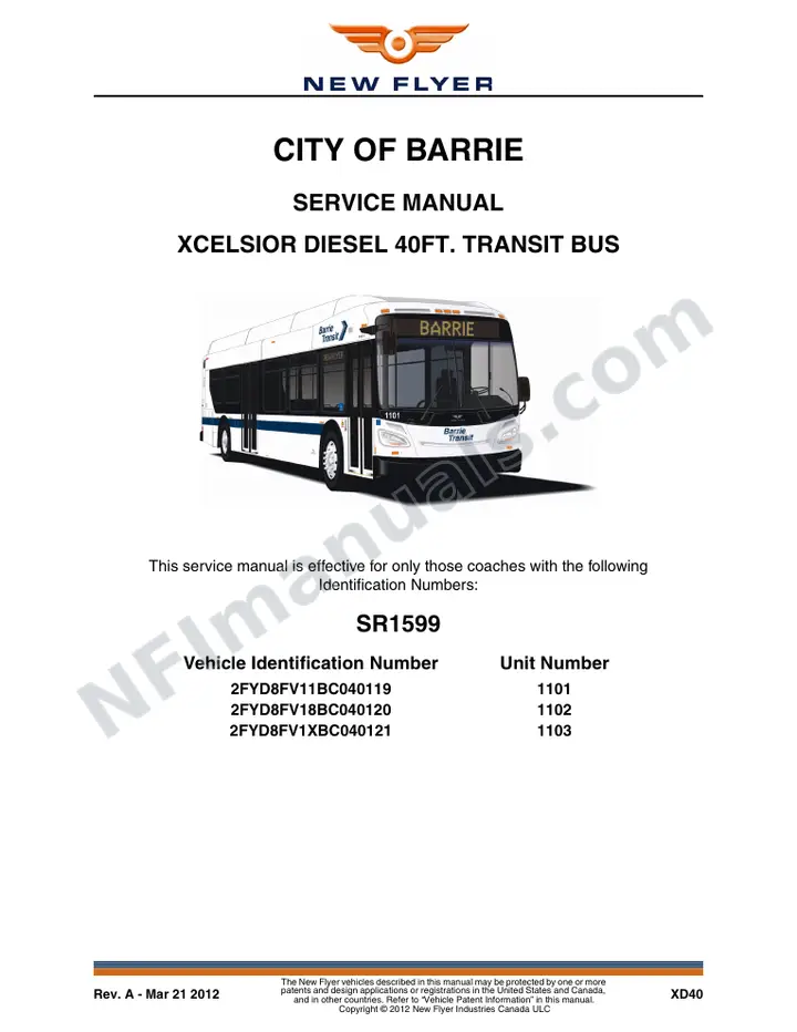 SR1599 Service Manual, City of Barrie first-page preview