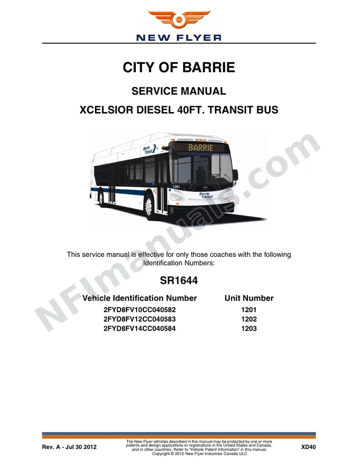SR1644 Service Manual, City of Barrie first-page preview