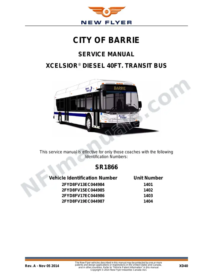 SR1866 Service Manual, City of Barrie first-page preview