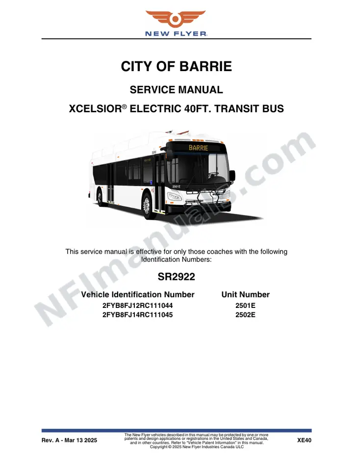 SR2922 Service Manual, City of Barrie first-page preview