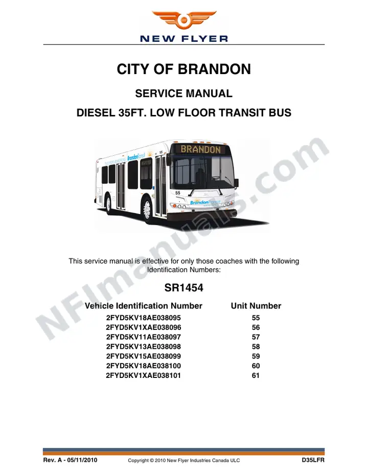 SR1454 Service Manual, City of Brandon first-page preview