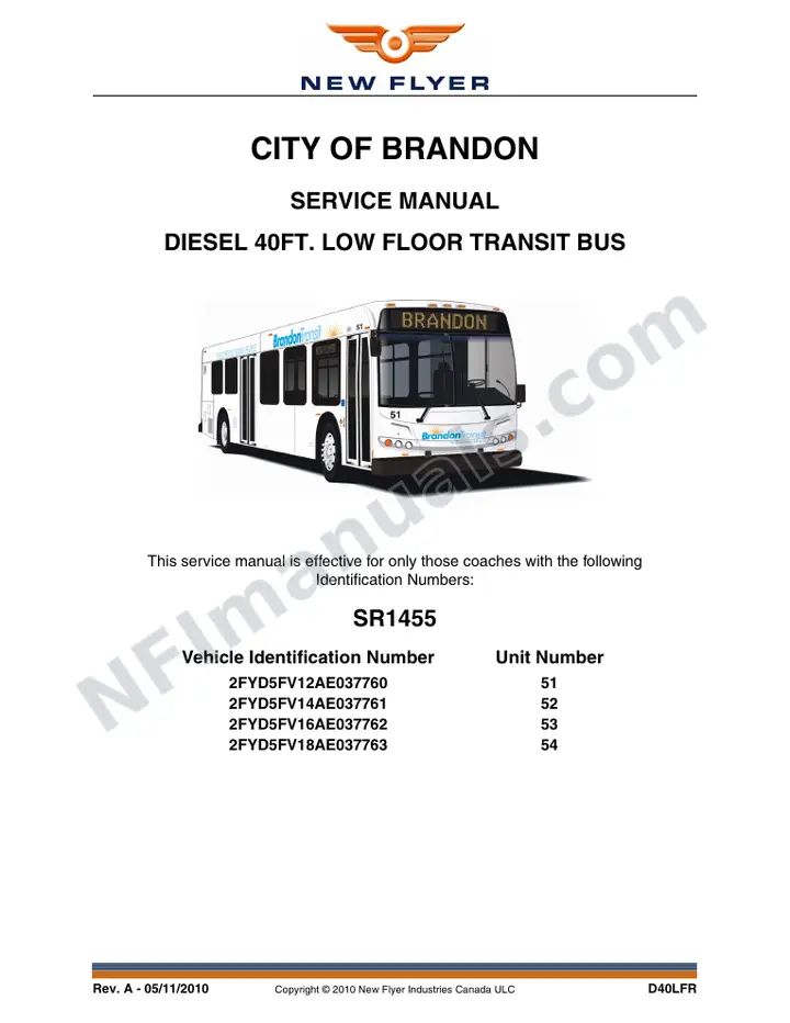 SR1455 Service Manual, City of Brandon first-page preview