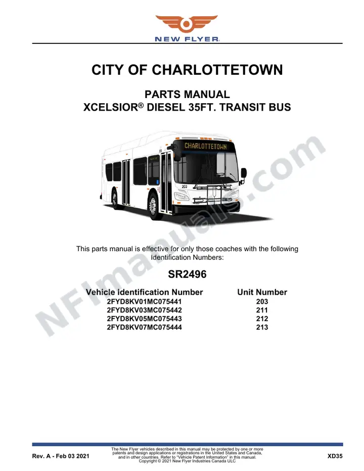 SR2496 Parts Manual, City of Charlottetown first-page preview
