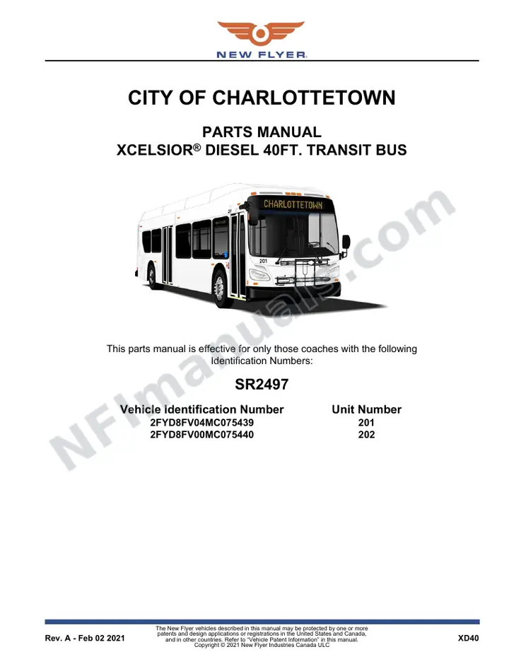 SR2497 Parts Manual, City of Charlottetown first-page preview