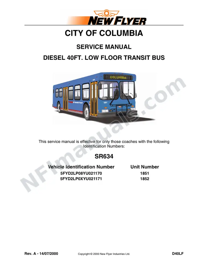 SR634 Service Manual, City of Columbia first-page preview