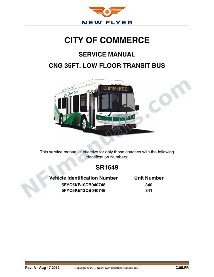 SR1649 Service Manual, City of Commerce first-page preview