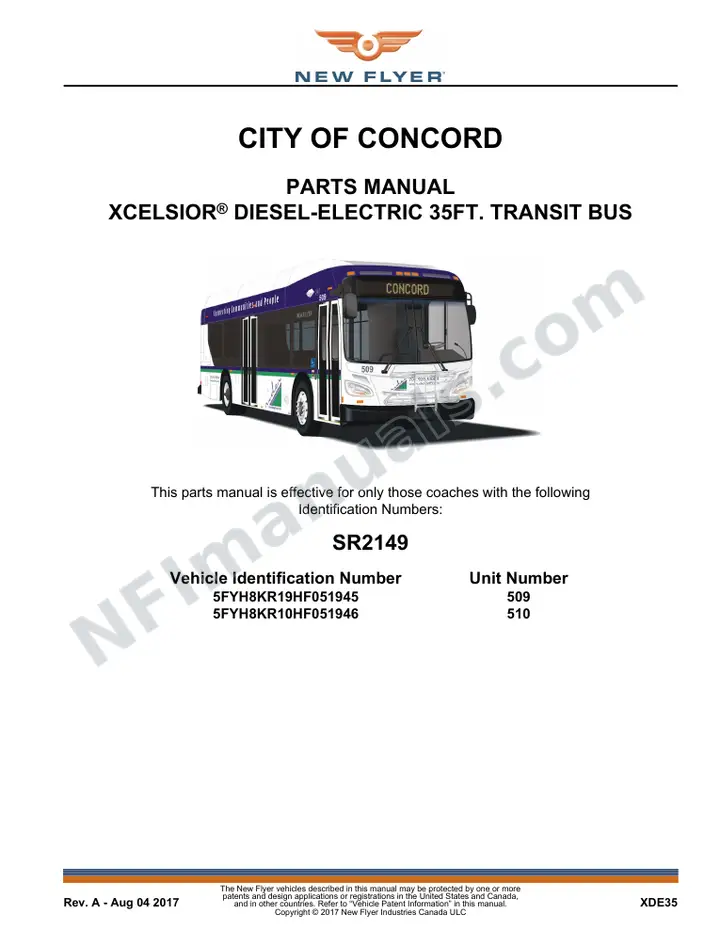 SR2149 Parts Manual, City of Concord first-page preview