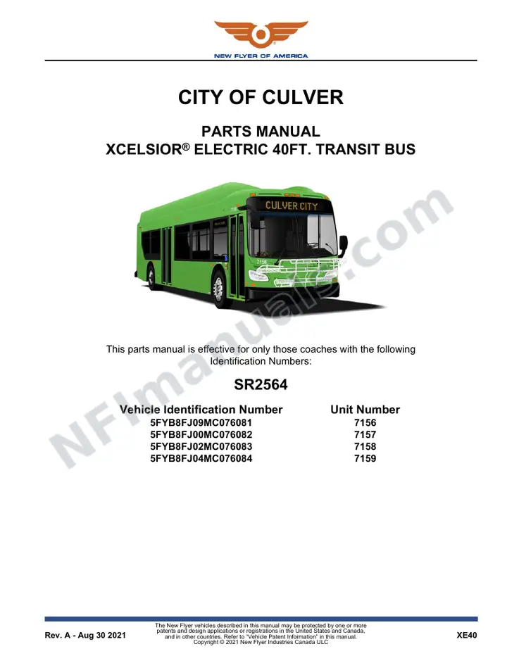 SR2564 Parts Manual, City of Culver first-page preview