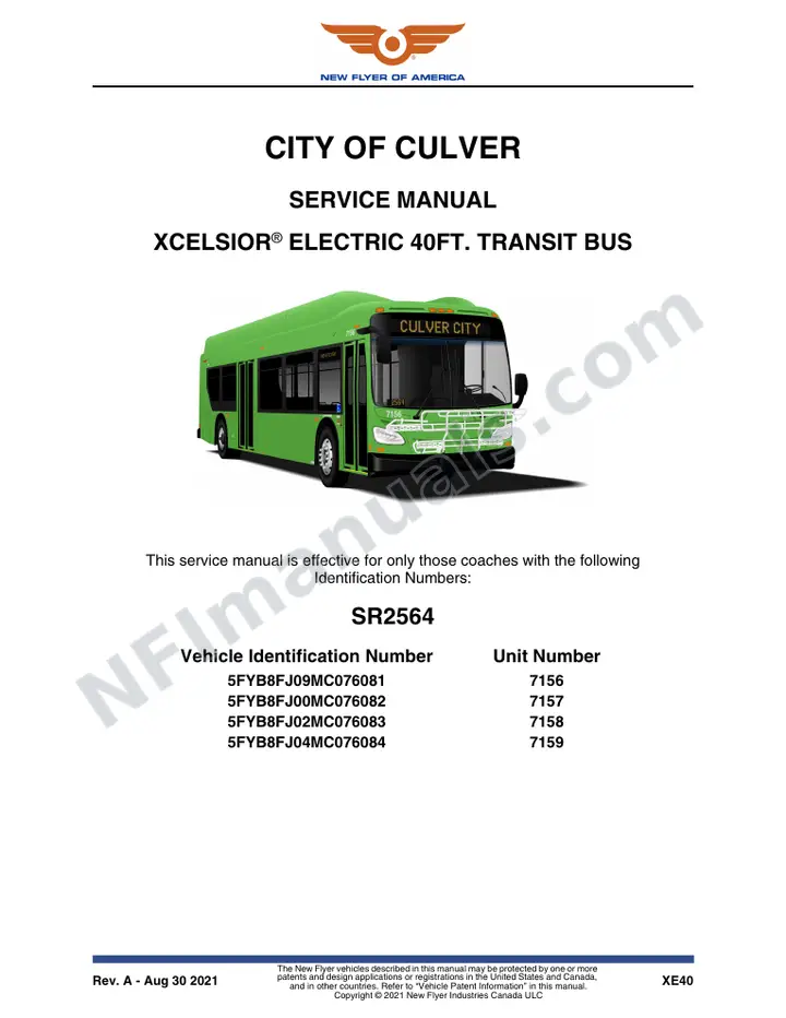 SR2564 Service Manual, City of Culver first-page preview